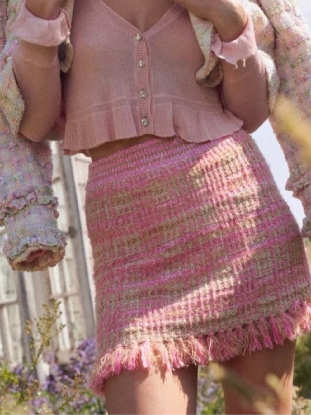 NWT LoveShackFancy Balsam Mini skirt Majestic Pink XS